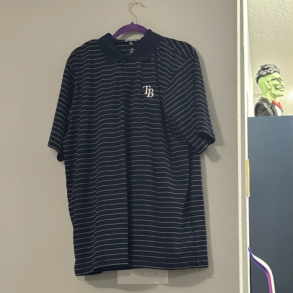 Men’s Tampa Bay rays striped polo size XL Antigua